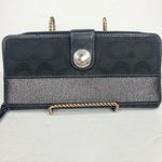 Coach  Legacy Signature Stripe Snap Front And Zip Around Wallet‎ Black Silver Photo 1
