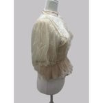 Haute Monde  | Mesh Sheer Beige Casual Short Sleeve Blouse Size Medium Photo 2