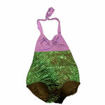 Purple and Green Mermaid Costume 3 Piece Halter Top, Skirt, and Bow Size L Photo 1
