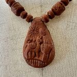 Peruvian wood beaded pendant necklace Brown Photo 1