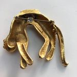 Vintage Leopard/Cheetah Rhinestone Pin Gold Black Brooch Arch Back Tail moves Photo 4