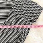 Seven 7 Striped Tie Front Ribbed Short Sleeve Blouse Shirt Top Small Photo 4
