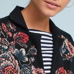 Anthropologie Moulinette Souers • Anthro Jacquard Floral Blazer black red knit jacket Photo 9