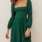 Reformation Mica Emerald Green Long Sleeve Square Neck Midi Dress NWT 2 Photo 0
