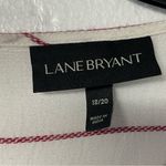 Lane Bryant Shirt Women 18/20 Ivory Red Flowy Cape Sleeves Keyhole Button Back Photo 1