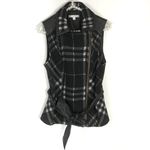 CAbi Vest Size Medium Style 517 Moto Plaid Top Sleeveless Belted Waist Classy Photo 1