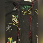 Victoria Jones Vintage  Holiday Christmas Santa Claus Sled Sweater Cardigan - S Photo 6