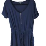 Lulus Romper Drawstring Short Sleeve 1/4 Zip Navy Blue M Size M Photo 0