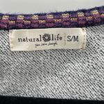 Natural Life Blue Aztec Trim Sweatshirt Womens S/M CrewNeck Long Sleeve Raw Edge Photo 3