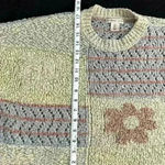 Sincerely Jules Boho Flower Colorful Pattern Boxy Oversized knit like Sweater Pink Size L Photo 1