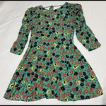 ZARA  Green Dress Pansy Flowers Yellow Red Purple Sz M Medium Photo 0