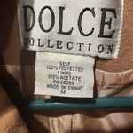 Dolce Collection Faux Fur Trim Coat Women’s dress Coat Embroidered Size Medium Tan Photo 3