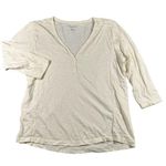 G.H. Bass & Co. Shirt Womens Large Beige Henley 3/4 Sleeve Casual Cotton Top Photo 0