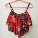 New Boutique floral orangish red and black swimsuit top size XL Orange Photo 0
