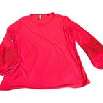 Dennis Basso  Pink Top with Embroidered Sleeves Photo 0