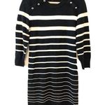Calvin Klein Womens Size Large Black White Stripe Ribbed Sweater Dress Photo 0