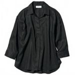 Uniqlo Premium Linen Skipper Collar Shirt Black NWT XS Photo 1