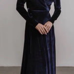 Baltic Born  Esmerelda Long Sleeve Velvet Wrap Maxi Dress in Blue Size XL NEW Photo 0