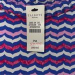Talbots  Dress Medium Petite Blue,  Pink, Purple Striped Short Sleeves Ruffle NWT Photo 4