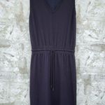 Evereve Elastic Waistband Drawstring Navy Blue Midi Dress size medium Photo 2