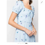 HVN Blue Holland Bow Tie Cotton Gingham Midi Dress sz 2 Blue Photo 4
