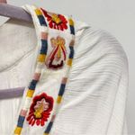 Ban Jara  White Copped Puff Sleeve Floral Embroidered Boho Blouse M Photo 4