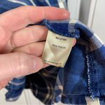 John Mark  blue plaid ruffle sleeve top in 100% tencel size xl classic neutral Photo 3