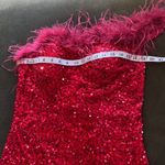 Women’s Pink Short Feather & Sequin One Shoulder Prom Party Dress Size 14 *READ Pink Photo 12