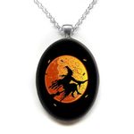 1pc Trendy Witch Avatar Oval Fashion Trend Necklace Fashion Jewelry Accessories Silver Photo 0