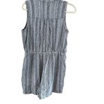 Blue and White Striped Romper Collared Neckline Size M Photo 3