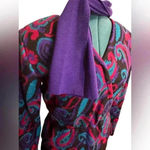 Vtg 60s 70s Ciao Purple Black Knit Wool Peplum Pencil Skirt Dress Sz M Hong Kong Size M Photo 3