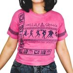 1990s Hellas Greece Hot Pink Crewneck Souvenir Graphic T Photo 0