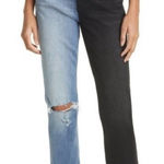frame denim Frame Le Sylvie Slender Straight Jeans Size 24 Black Indigo Mix Two Tone Edgy Photo 0