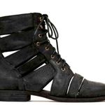 Jeffrey Campbell [] Black Slashed Nubuck Leather Lace Up Combat Boots Size 6.5 Photo 10