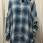 American Eagle  Outfitters Women's Shirt Size‎ Small Blue Plaid Grunge Oversized Photo 0