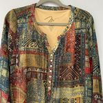 MiracleSuit Miraclebody By Patchwork Boho Long Sleeve V-Neck Tunic Sz M Photo 1