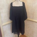Johnny Was  ELLA SILK COTTON MINI DRESS BLACK EMBROIDERED PUFF SLEEVES Sz XL Photo 3