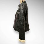 CHAPS Women's Black Faux Leather Mid-Length Motorcyle Jacket XL | EUC Photo 3