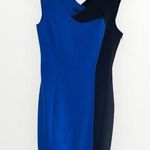 NWOT JAY GODFREY Blue & Black Colorblocked Sheath Dress, Size 4 Photo 0