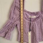 Mustard Seed  Crinkle
Texture Puff Sleeve Crop Top Lavender Ladies Sz Small NWT Photo 6