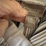 Chico's "Knit" Earth Tones Striped Pull On Pants Size 1.5 Casual Stretch Capri Photo 8