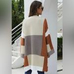 Miss Sparkling Oversized Cozy Colorblock Open Cardigan Brown Size M Photo 4