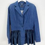 Deborah Lyons Pleated Kaya Blazer Blue Denim Pleated Size US 2 Photo 1