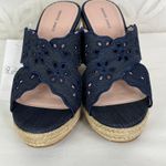 Draper James  Emily Eyelet Blue Denim Walkable Wedge Sandals Size 9 NWB‎ Photo 2