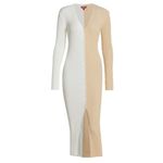 STAUD Women's Shoko Beige Ivory Rib Knit Sweater Dress Size XS NEW NWOT Tan Photo 5
