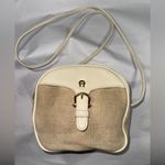 Etienne Aigner Shoulder Bag Cream Tan Jute Vinyl Crossbody Bag Vintage Photo 10