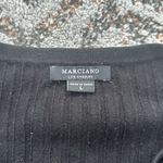 Marciano  Rib Knit Lace Up Top Flare Sleeves Black Large Photo 2