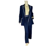 Halogen BLUE W/WHITE TRIM OVERSIZED LINEN BLEND PANT SUIT (16/XL) Photo 4
