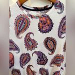 Tory Burch Dapper Paisley Print T-Shirt White Size S Short Sleeve Pima Cotton Photo 2