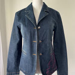 Vintage Y2K Embroidered Denim Jacket Blue Size XXS Photo 0
